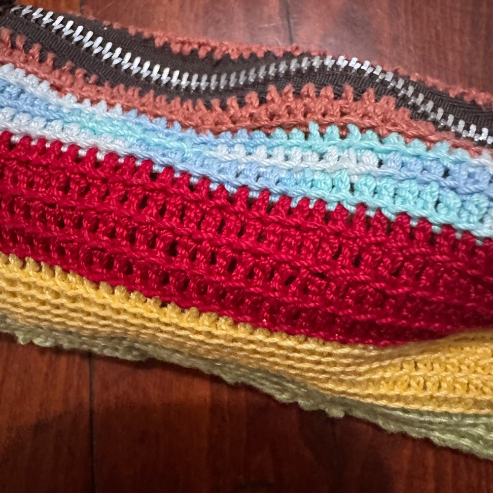 Crocheted Striped Pouch with Seahorse Accent Hand made - Picture 6 of 8